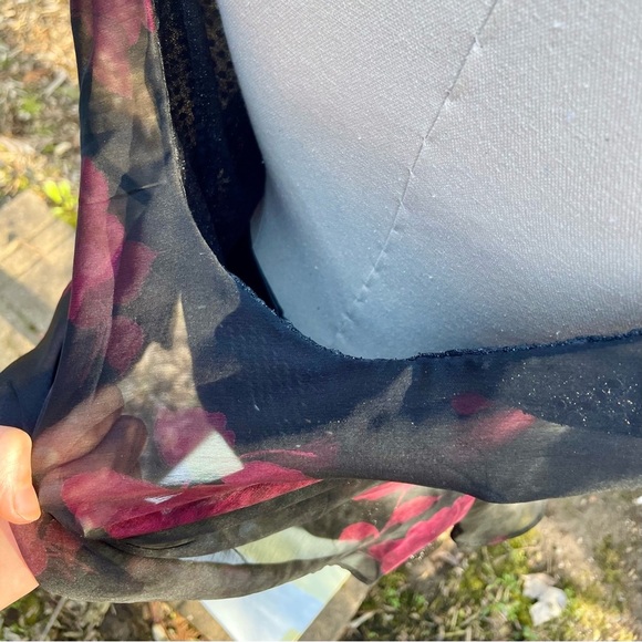 Rose Cowl Neck Blouse Sheer Tank Top by Jessica Howard Vintage Y2K Sequin Lined - Picture 12 of 14